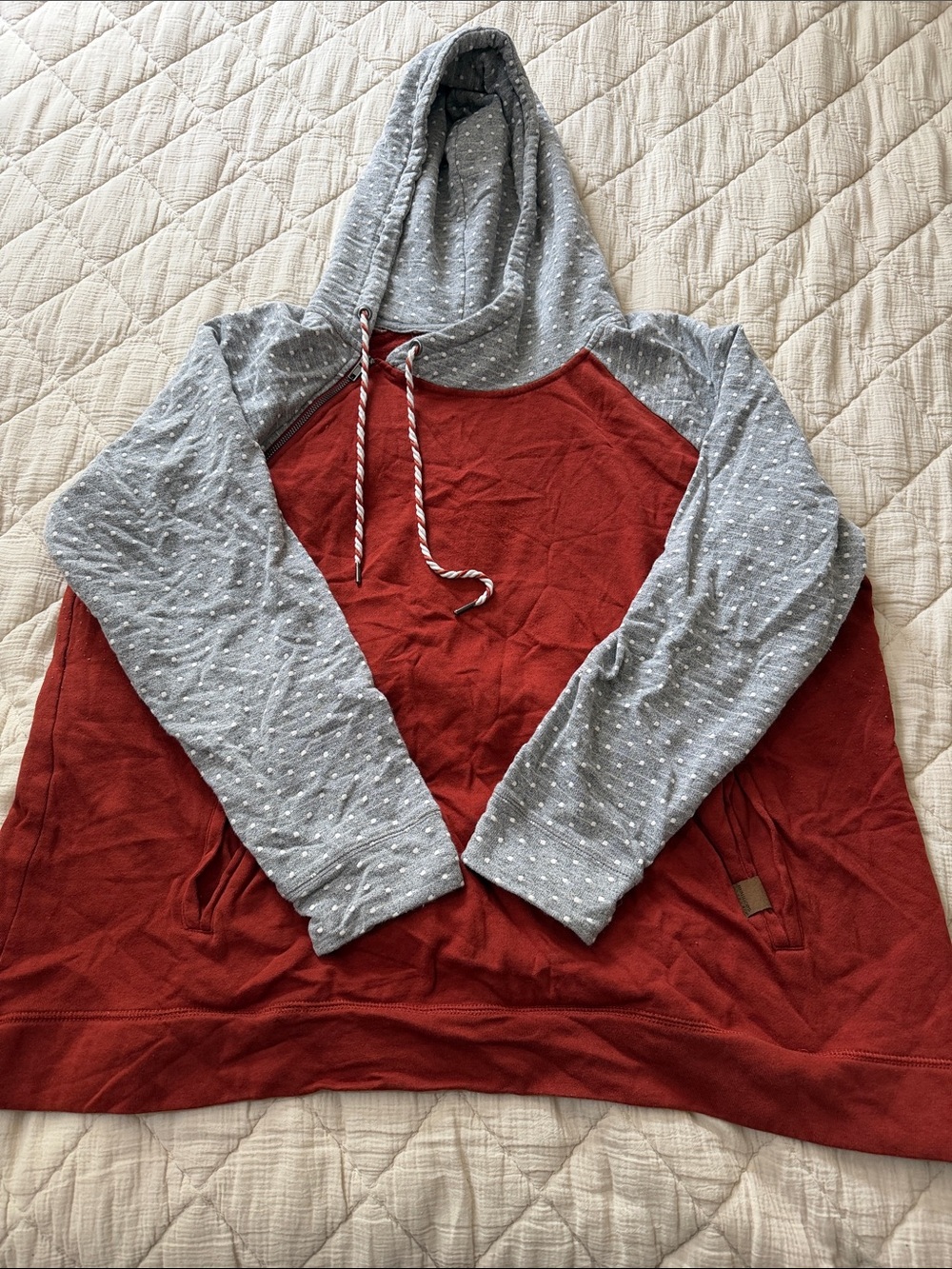 Maurices Rust and Gray Hooded Pullover Sweatshirt